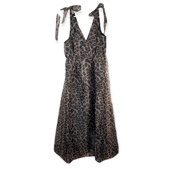 Anthro Daniel Rainn Organza Midi Dress Sleeveless V-Neck Brown Black Size Medium - Picture 7 of 16